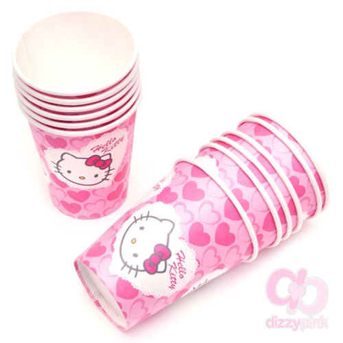 Hello Kitty Paper Party Cups x 12 - Pink Heart