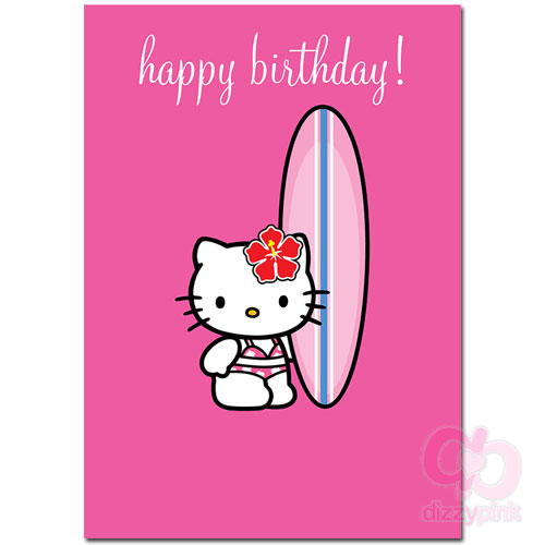Hello Kitty Card - Birthday Surf Kitty