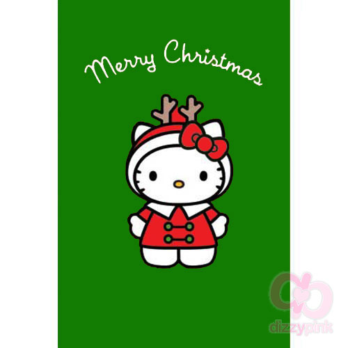 Hello Kitty Christmas Card - Christmas Reindeer (Green) x6