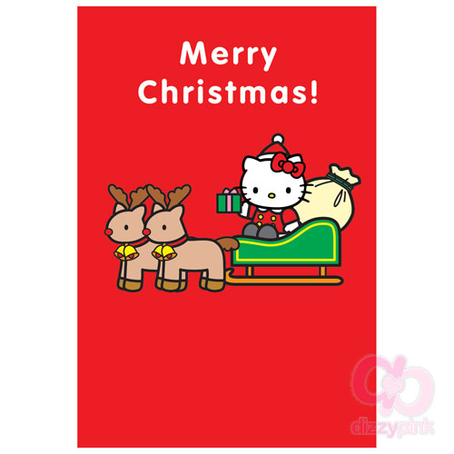 Hello Kitty Christmas Card - Christmas Sleigh x6