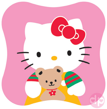 Hello Kitty & Bear on shaped card