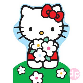 Hello Kitty Cutout Card - Flowers