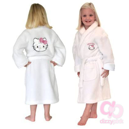 Hello Kitty White Fleece Bathrobe - Childs ages 4 - 5