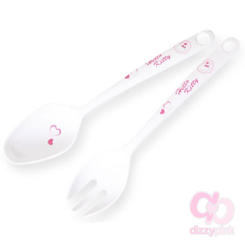 Hello Kitty Salad Spoon & Fork - Pink Heart
