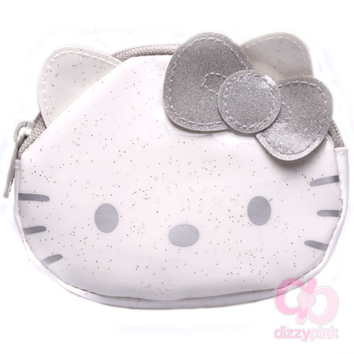 Hello Kitty Coin Purse - Glitter Enamel - Silver Kitty