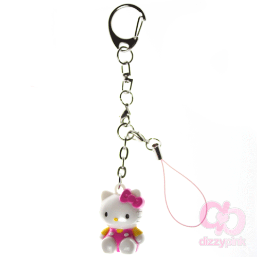 Hello Kitty Mascot Keychain Phone Charm - Sitting Kitty Pink