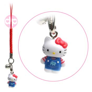 Hello Kitty Phone Charm - String Blue