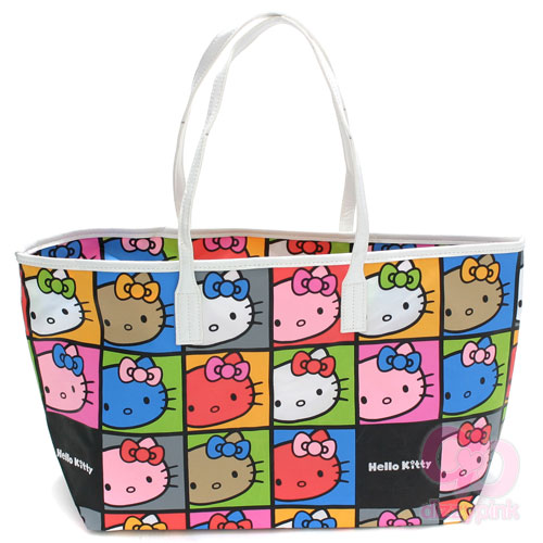 Hello Kitty Hand Bag Large - Faces Colourful (Dark)