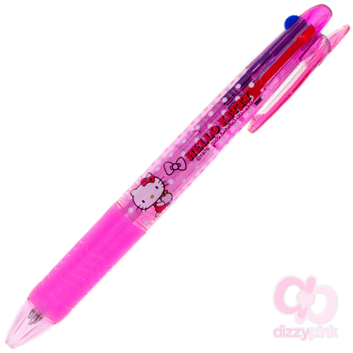 Hello Kitty Three Colour Ballpoint Pen - Ribbon Kitty