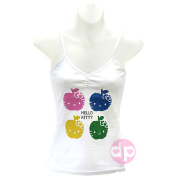 Hello Kitty Strappy Vest Top - Apple Face White (L)