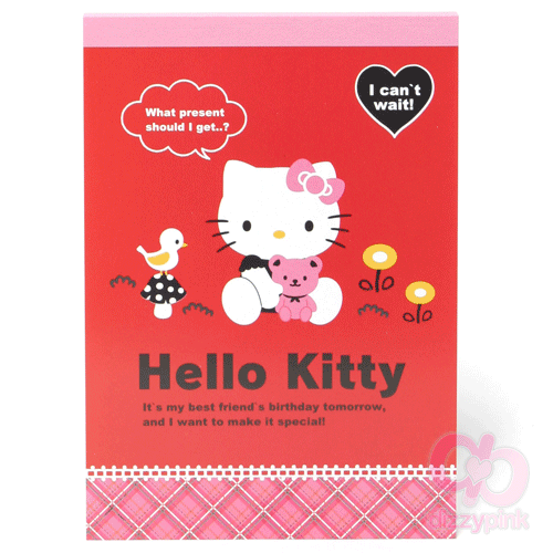 Hello Kitty Memo Pad - Check Birthday Kitty