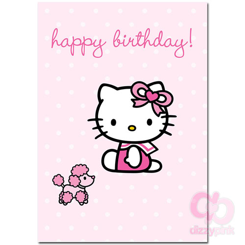 Hello Kitty Card - Pink Poodle & Kitty