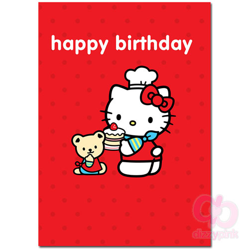 Hello Kitty Card - Teddy, Cake & Kitty