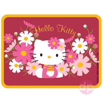 Hello Kitty Magnet - Sitting Pink Flowers
