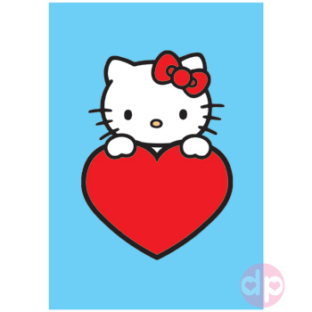 Hello Kitty Heart Blue Postcard
