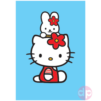 Hello Kitty & Kathy Blue Postcard