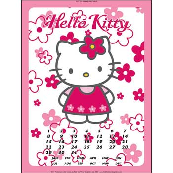 Hello Kitty Perpetual Calendar - Pink Flowers
