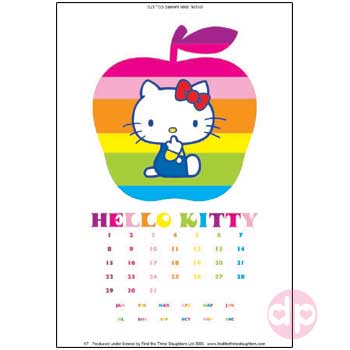 Hello Kitty Perpetual Calendar - Rainbow Apple Kitty
