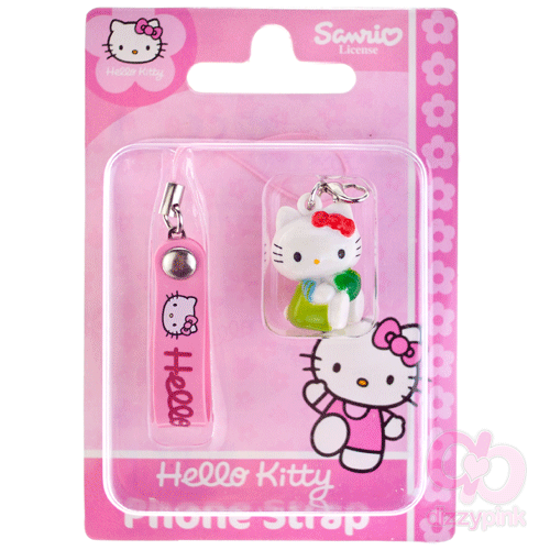 Hello Kitty Charm Phone Strap - Green Apple