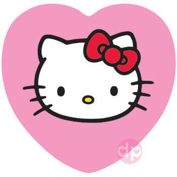 Hello Kitty Head on Heart shaped card