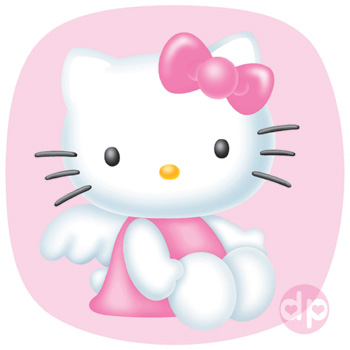 Hello Kitty Angel Kitty on TV shaped card