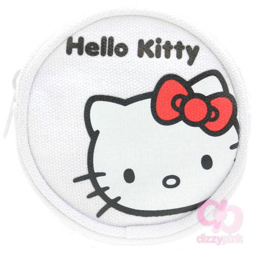 Hello Kitty Canvas Coin Purse - Face Ribbon White