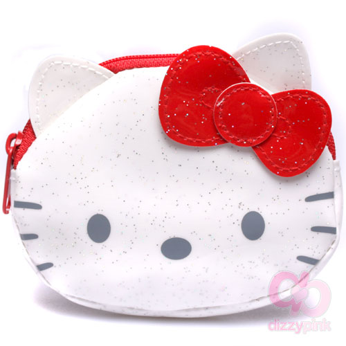 Hello Kitty Coin Purse - Glitter Enamel - Red Kitty